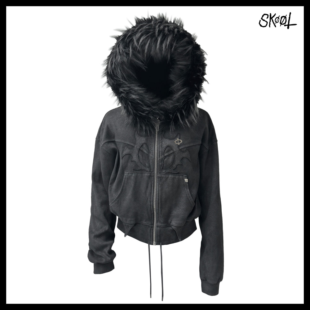 【SKOOT】Mola Fur Zip-up Hoodie