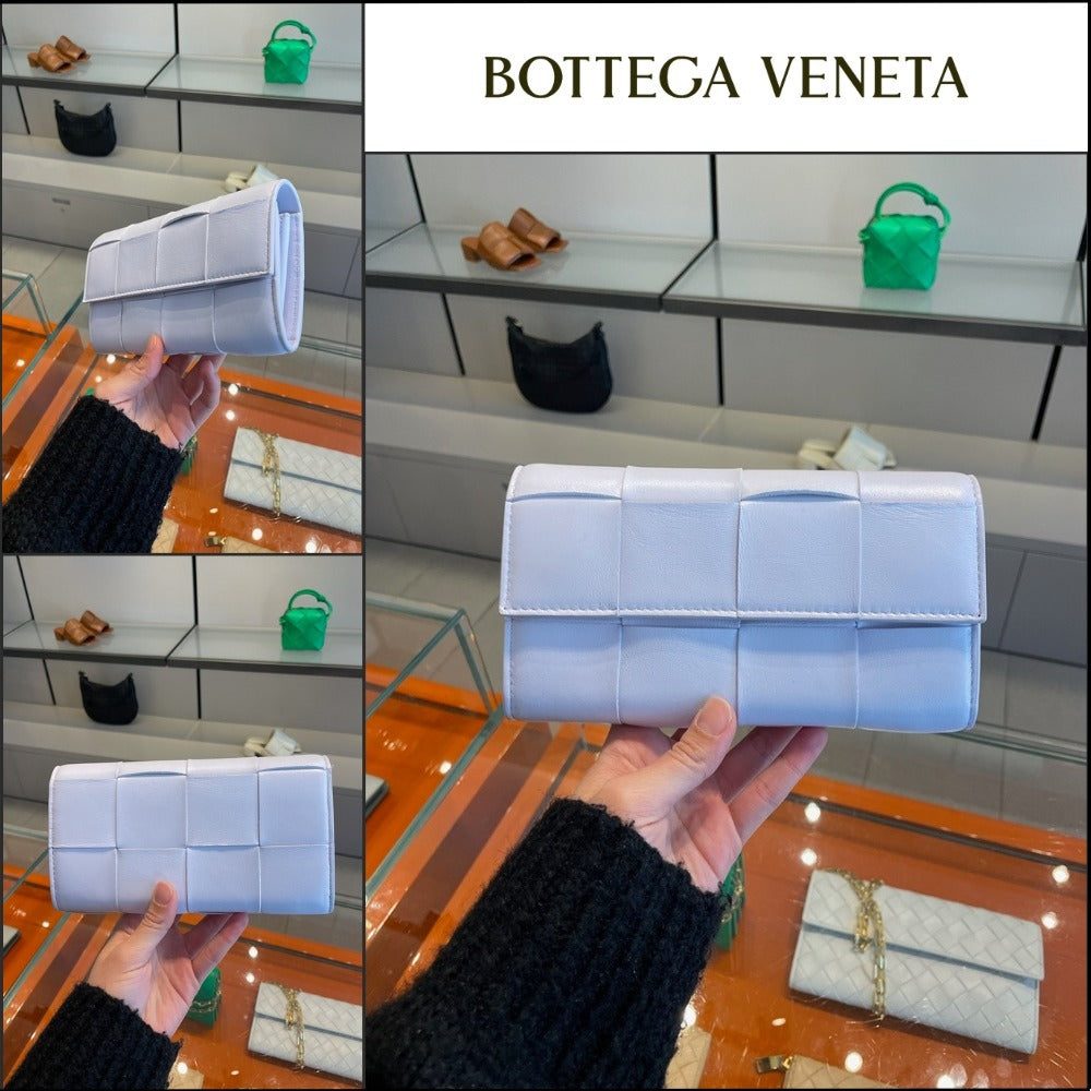 【BOTTEGA VENETA】Intreccio Nappa Calf Flap Long Wallet