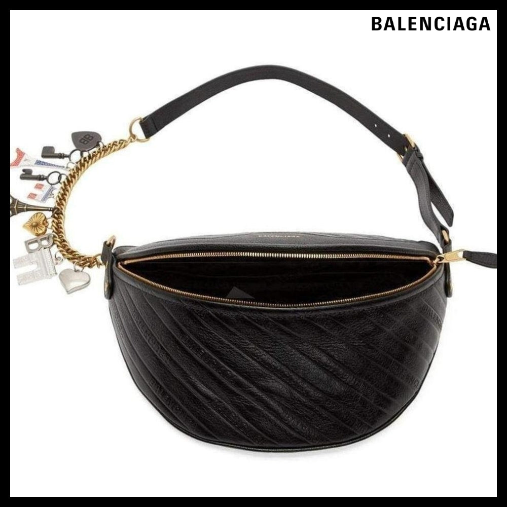 【Balenciaga】Black Leather Souvenir Belt Bag