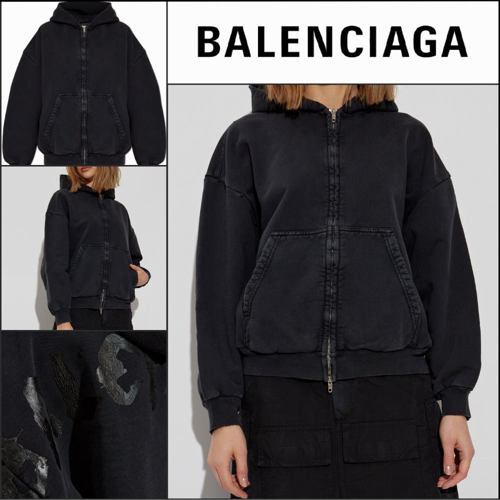 ★Balenciaga アウトレット セール★ Painted Zip-Up Hoodie