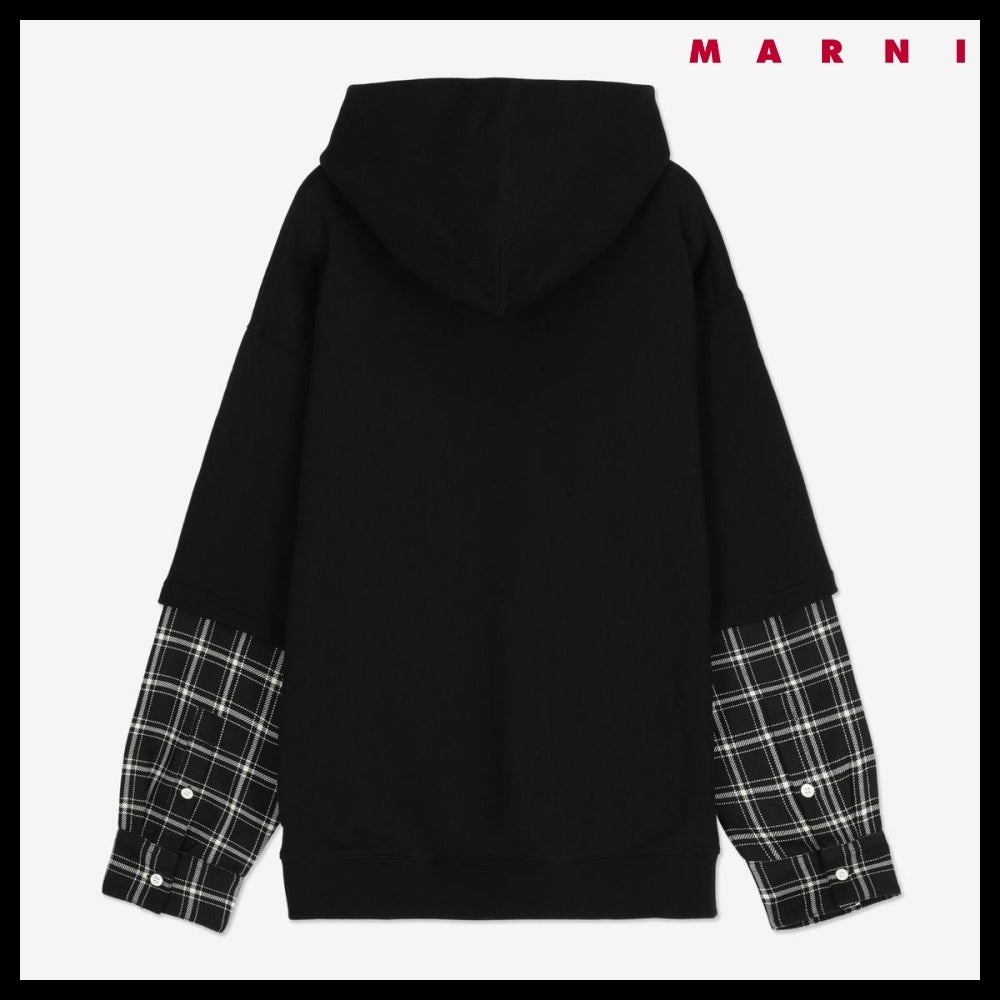 【MARNI】チェック フーディ ブラック