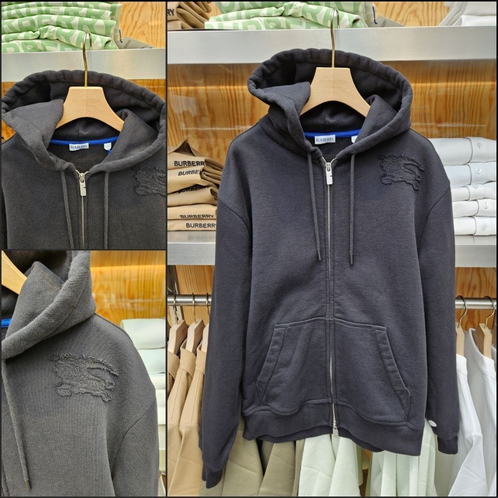 【Burberry】ES24 EKD Logo Embroidered Cotton Zip Hoodie