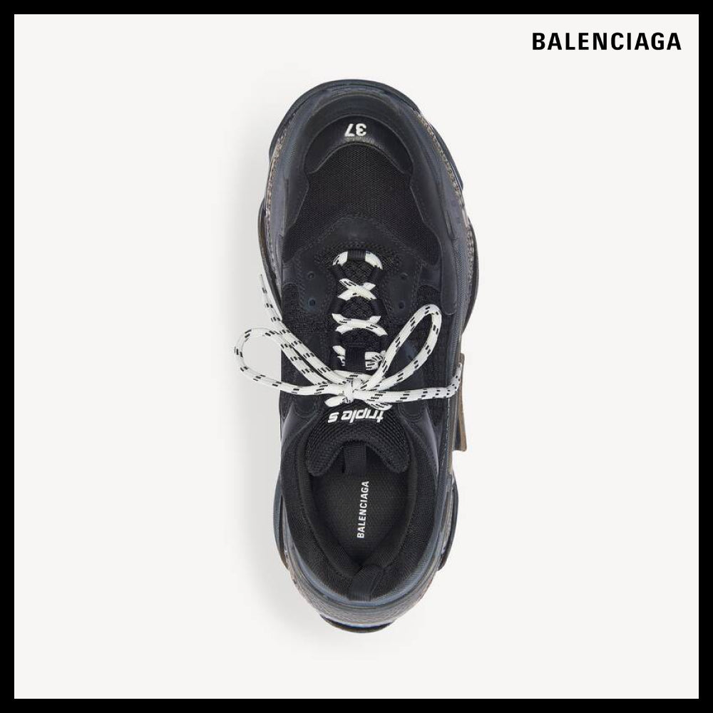 【BALENCIAGA】Triple S Clear Sole Sneakers Black