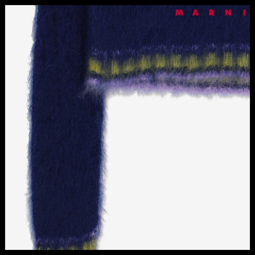 【MARNI】Vネック モヘア ニット ロイヤル ブルー