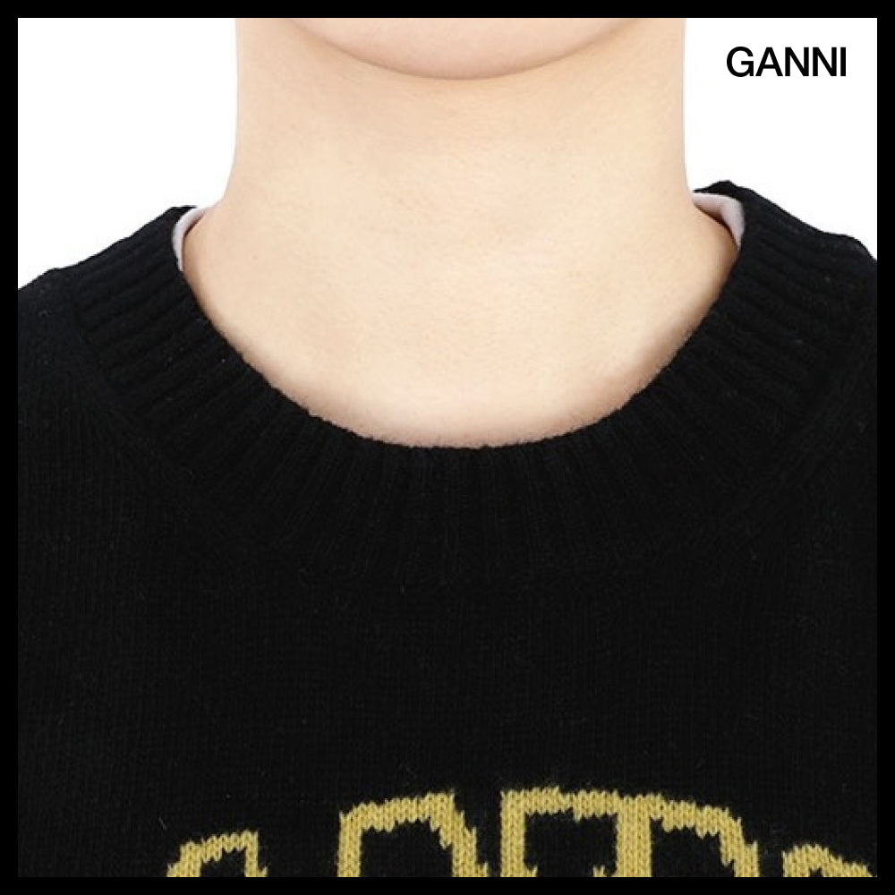 【Ganni】Graphic Logo Knit Vest Black