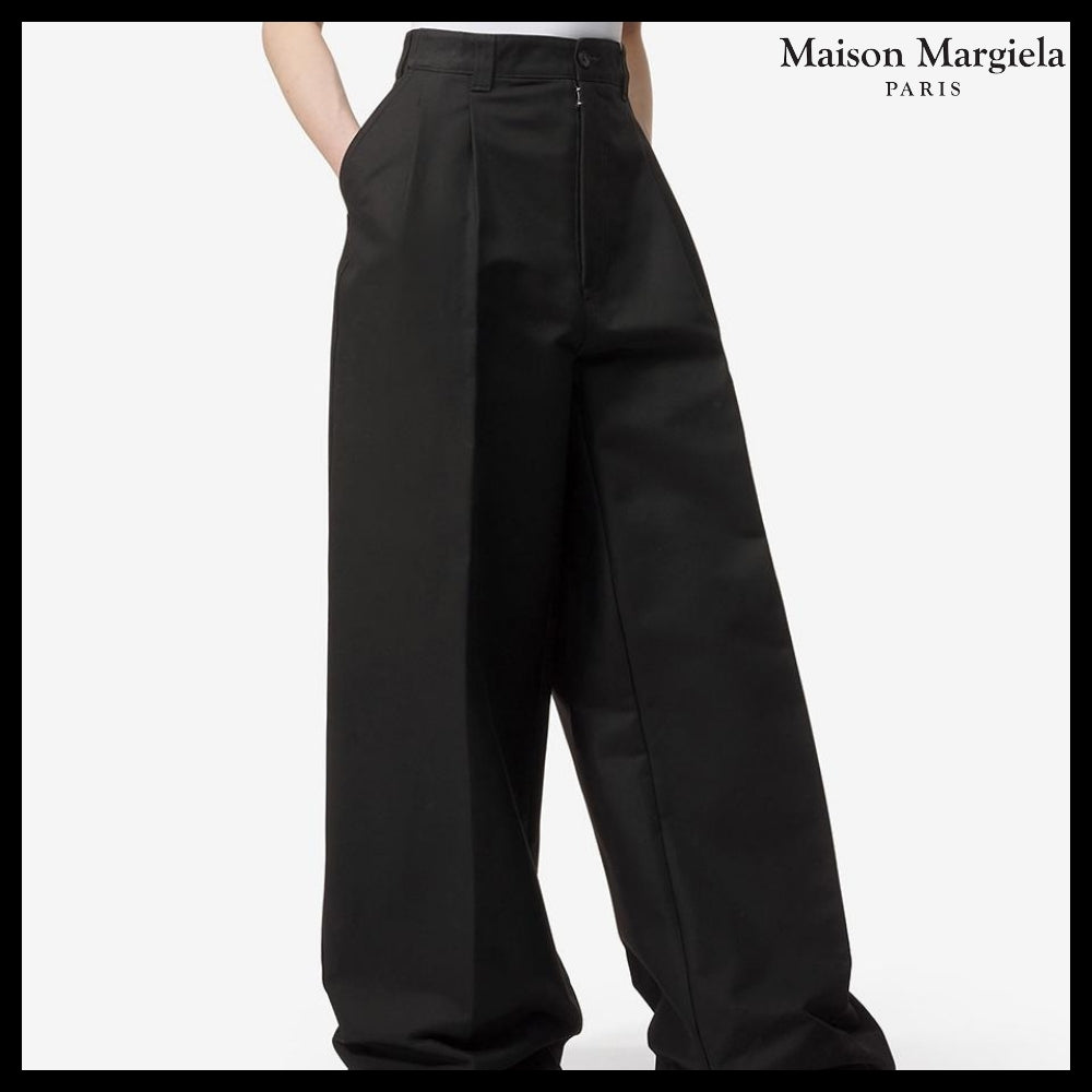 【Maison Margiela】Heavy Cotton Two Pleats Pants - Black