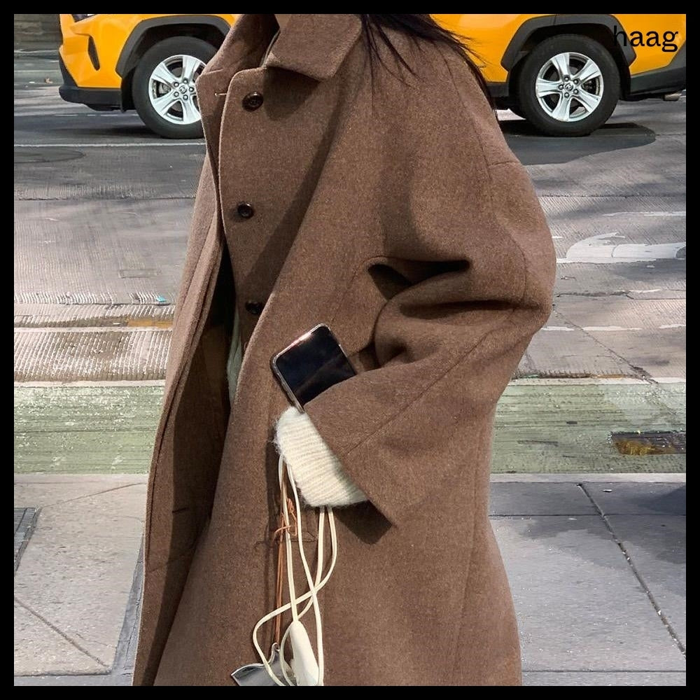 【HAAG】A Wool Single Coat Brown