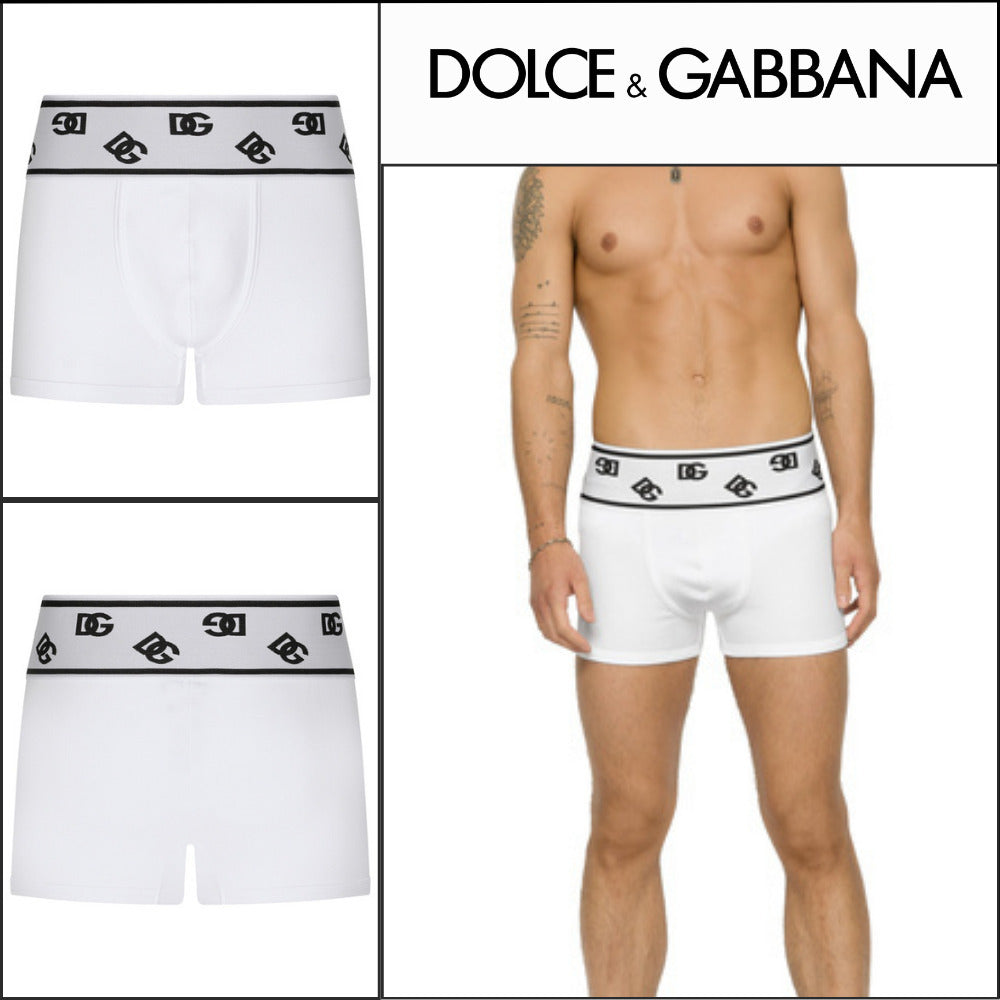 【Dolce & Gabbana】FINE-RIB COTTON BOXERS WITH DG SIGNATURE