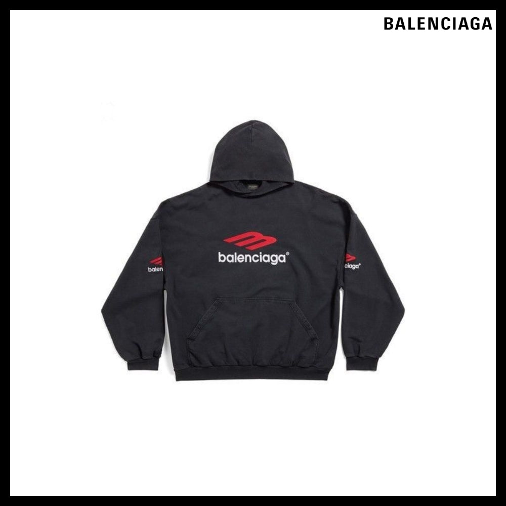 【BALENCIAGA】Sports Icon Hoodie Oversized Black