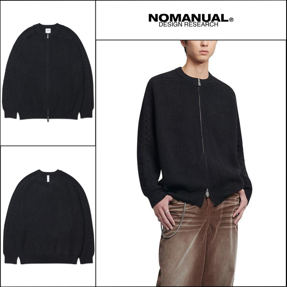 【NOMANUAL】Anomaly Knit Zip-Up Black