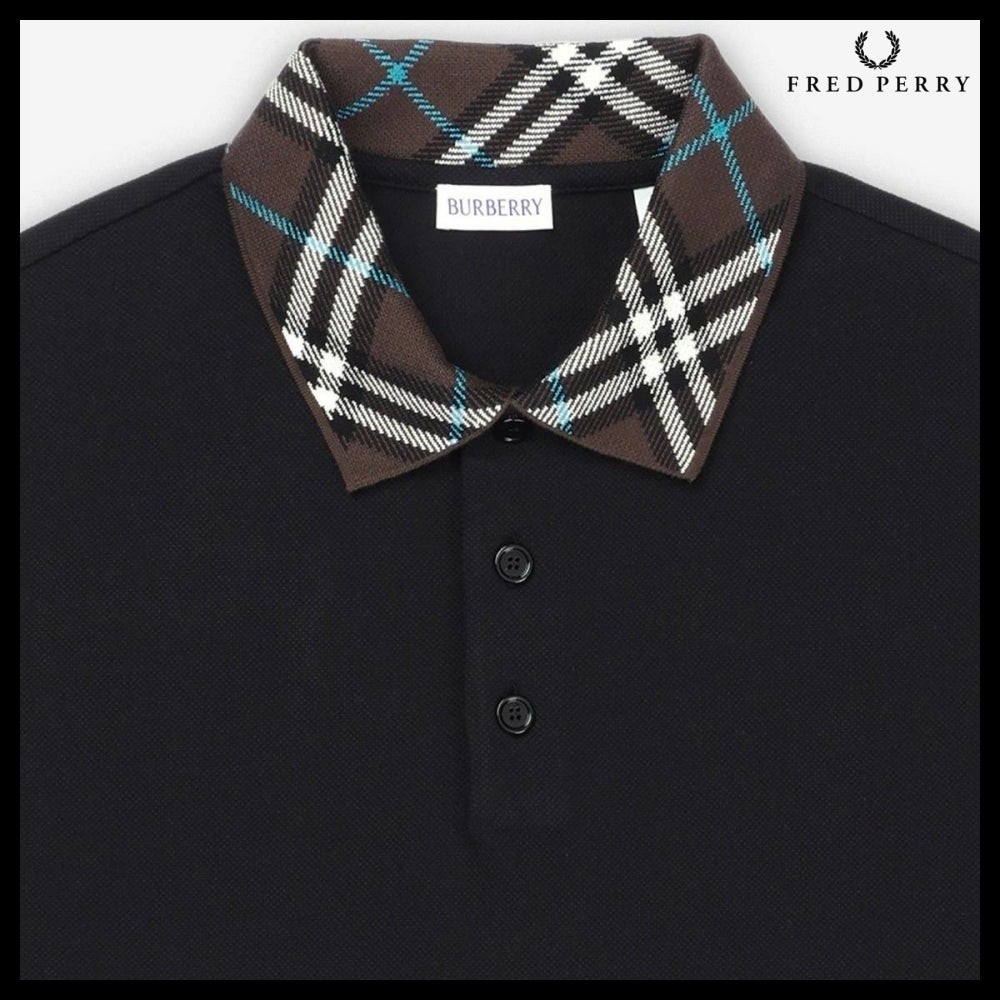 【Burberry】Cotton Slim Fit Polo Shirt Black