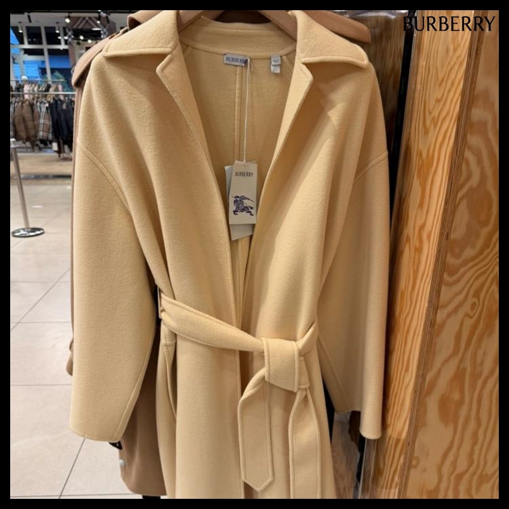 【Burberry】Cashmere Belted Wrap Coat Daffodil