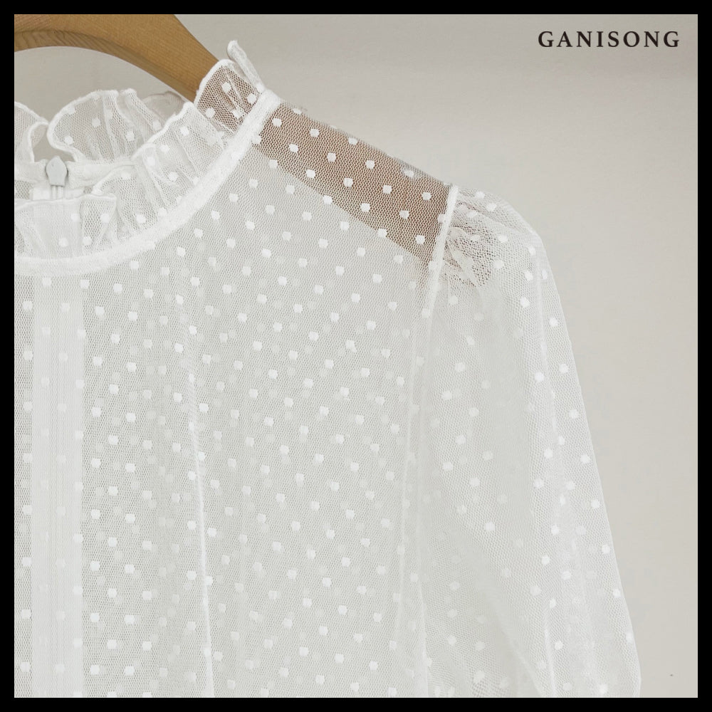 【GANISONG】Bridal Dot Chichi Dress White