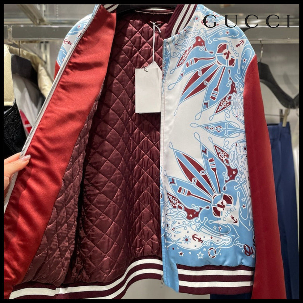 【GUCCI】Sailor Bandana Print Bomber Jacket White Multi