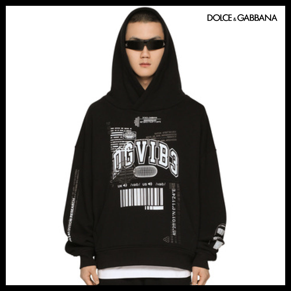 【Dolce & Gabbana】Jersey Hoodie with DGVIB3 Print