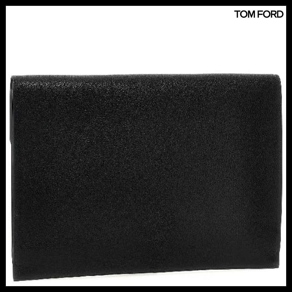 【TOM FORD】GRAIN LEATHER T PIN PORTFOLIO BLACK