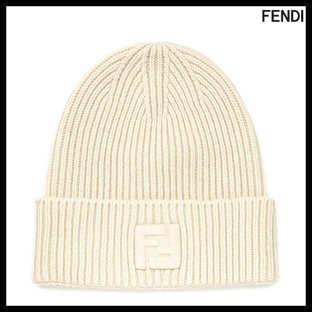 【FENDI】24FW Ivory FF Wool Cashmere Beanie