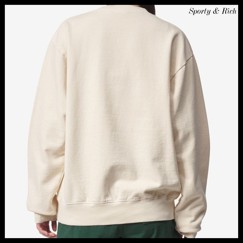 【Sporty & Rich】Racket Club Graphic Print Sweatshirt Cream
