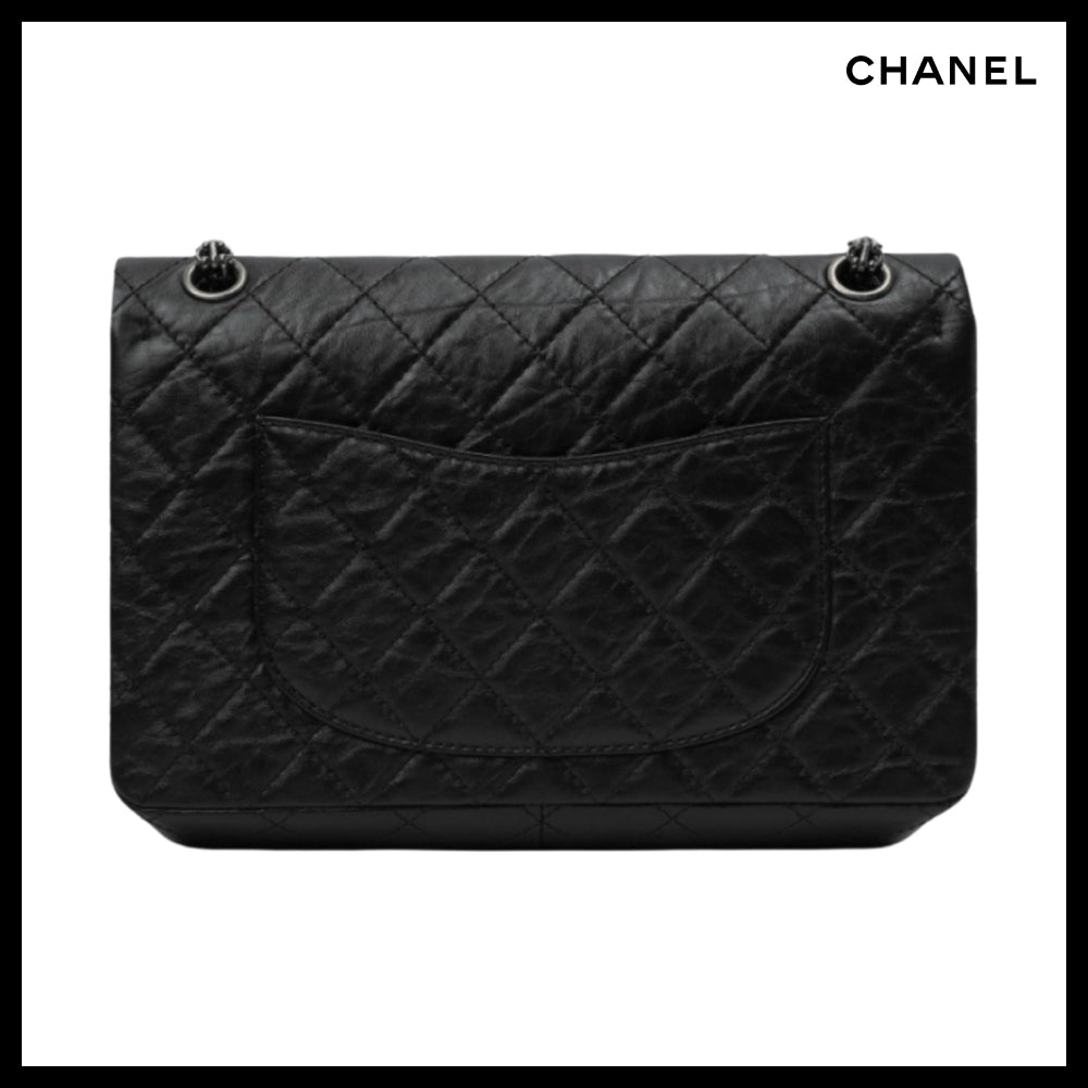【CHANEL】Large 2.55 Handbag Aged Calfskin & Ruthenium Black