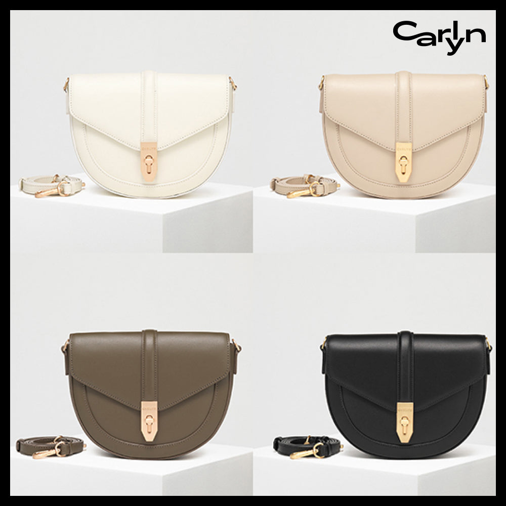 【carlyn】ムーンサドルロゴストラップクロスボディバッグ 4色