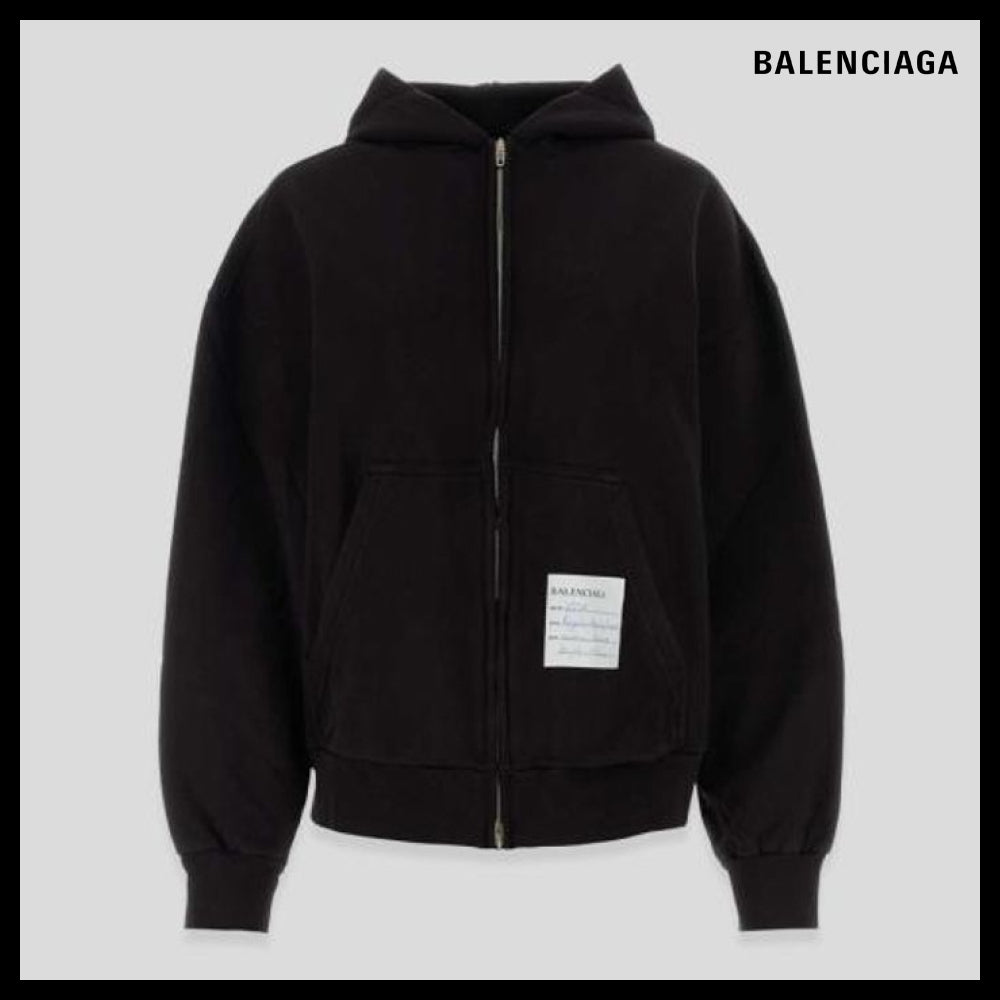 【BALENCIAGA】Regular Fit Zip-Up Hoodie Charcoal