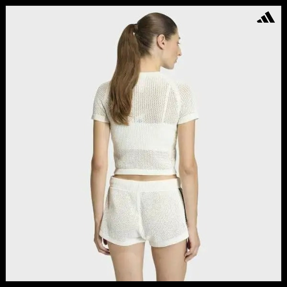 【ADIDAS 】Knit Crochet Cali T-Shirt White