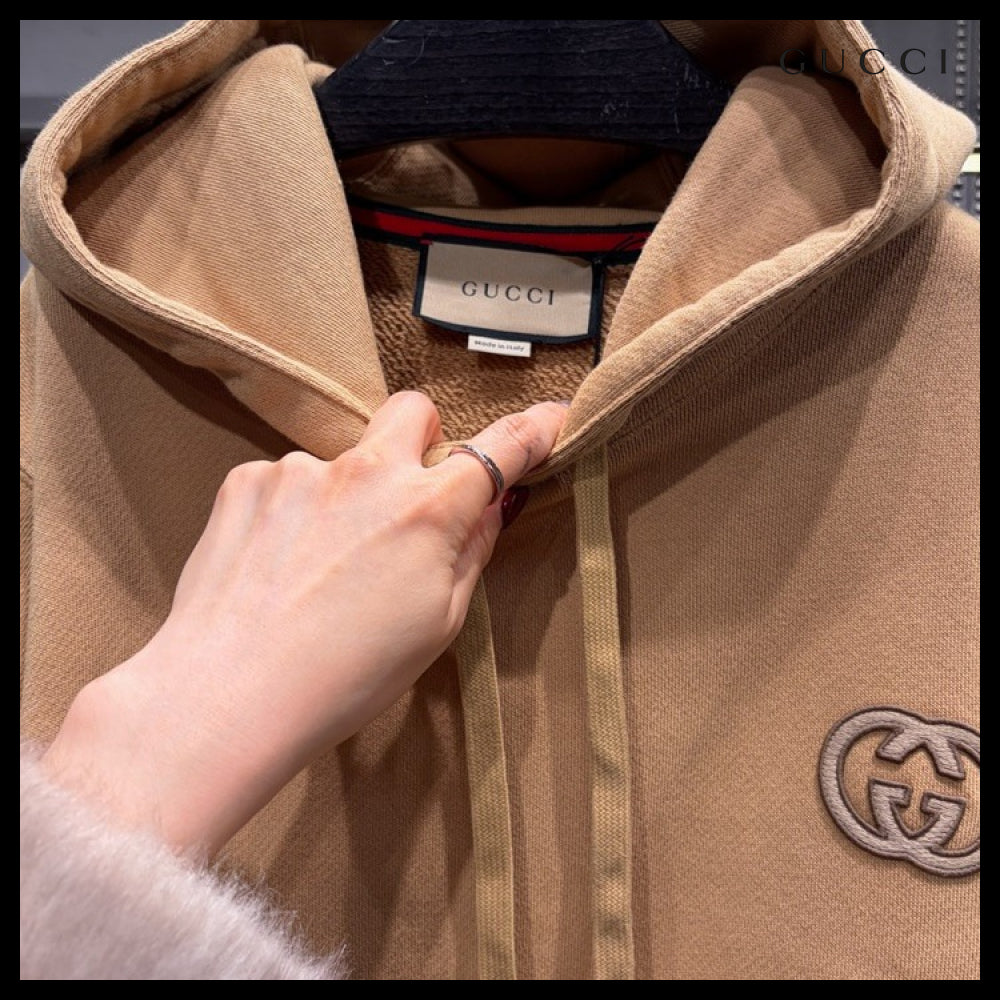 【GUCCI】Interlocking G Heavy Felted Cotton Jersey Hoodie