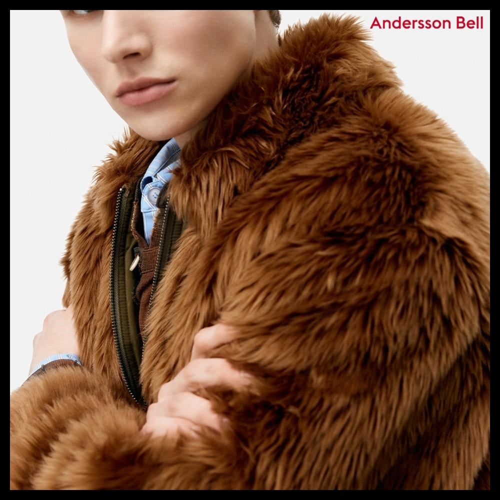【ANDERSSON BELL】Unisex Flight Fur Bomber Jacket Brown