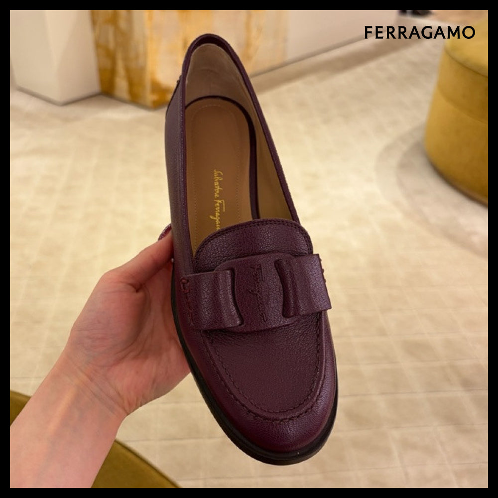 【FERRAGAMO】VIVALDO NEW VARA BOW GRAIN LOAFERS PURPLE