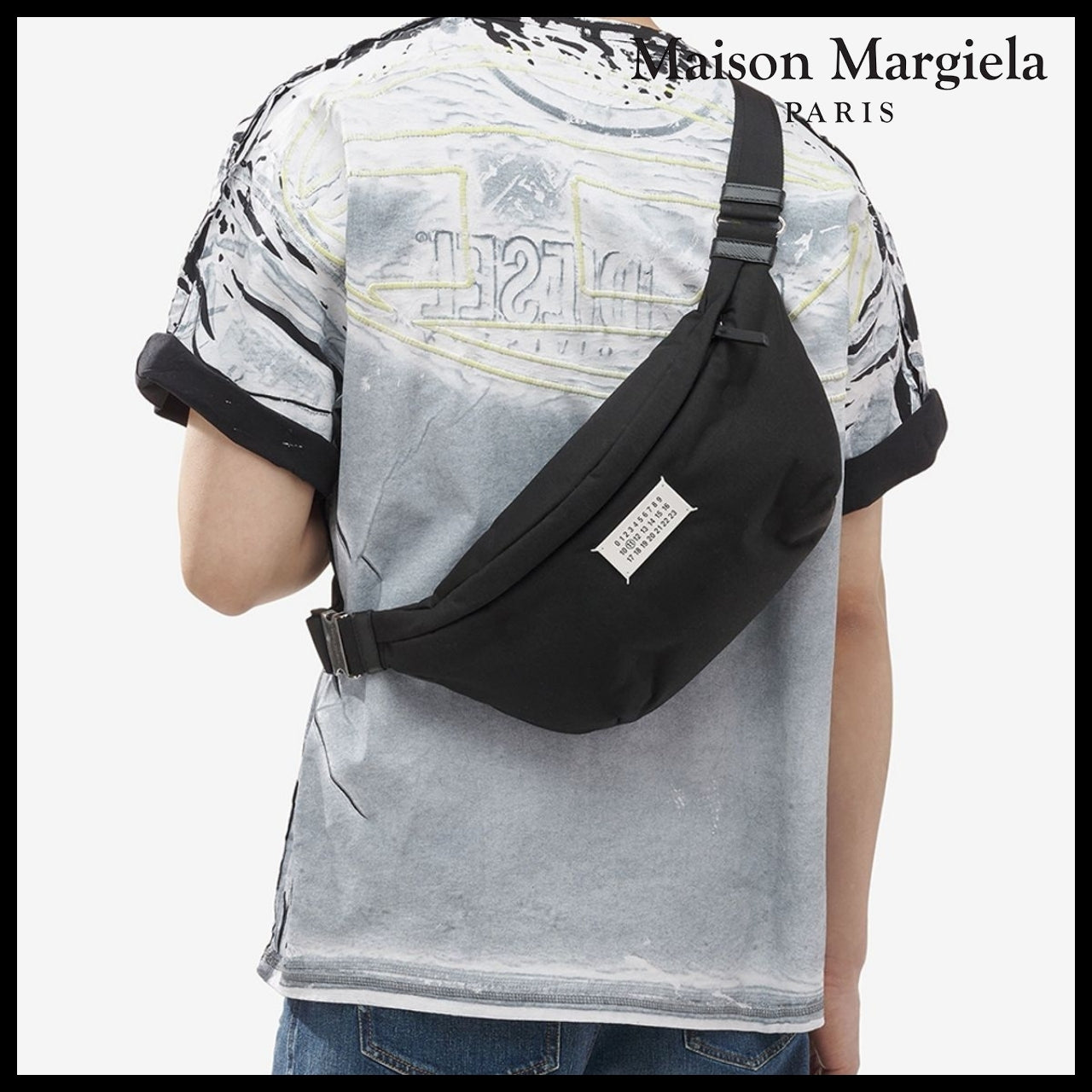 【Maison Margiela】Glam Slam Belt Crossbody Bag - Black