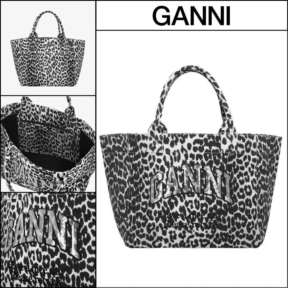 【Ganni】Leopard Print Medium Shopper Tote leopard shopper