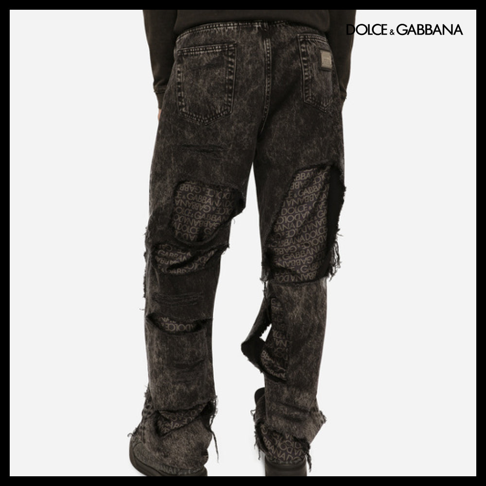 【Dolce & Gabbana】Straight-Leg Jeans with Silk Twill