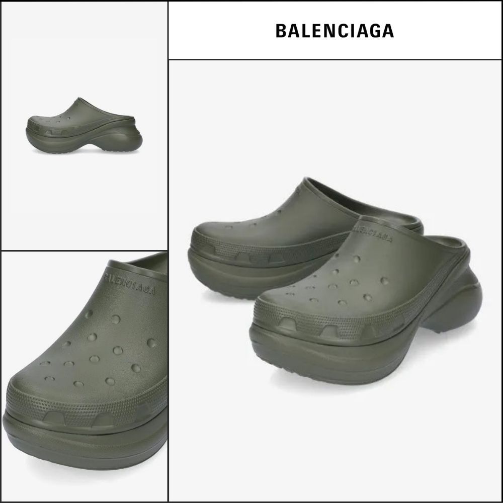【BALENCIAGA X Crocs】Platform Clog Sandals Khaki