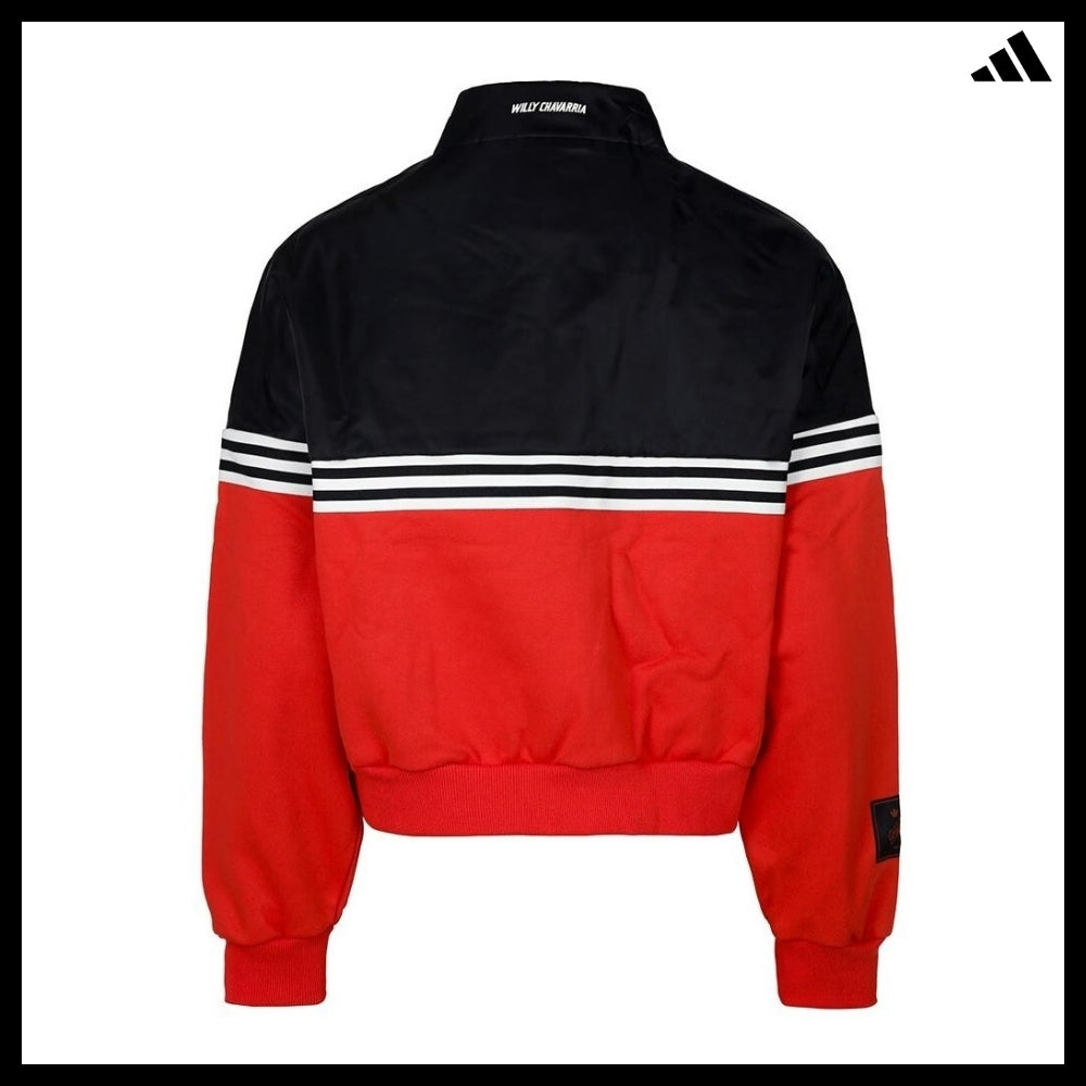 【ADIDAS 】Black Red Gomez Half-Zip Pullover Sweatshirt