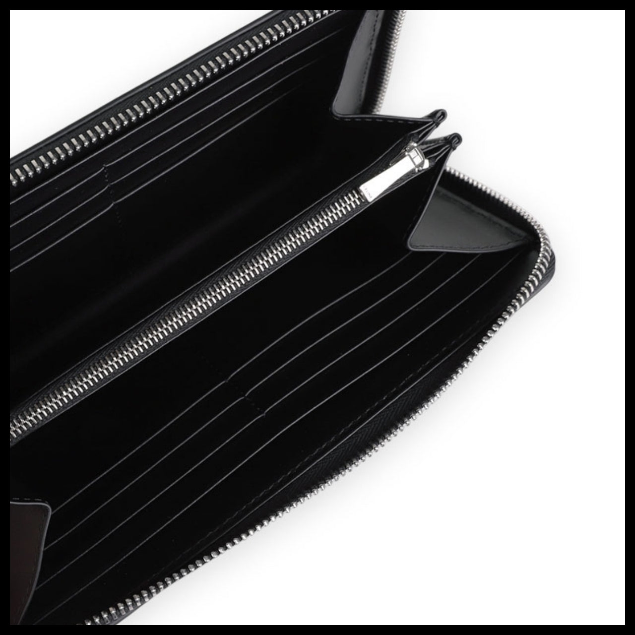 【CELINE】 Women Grained Large Zip Long Wallet Black