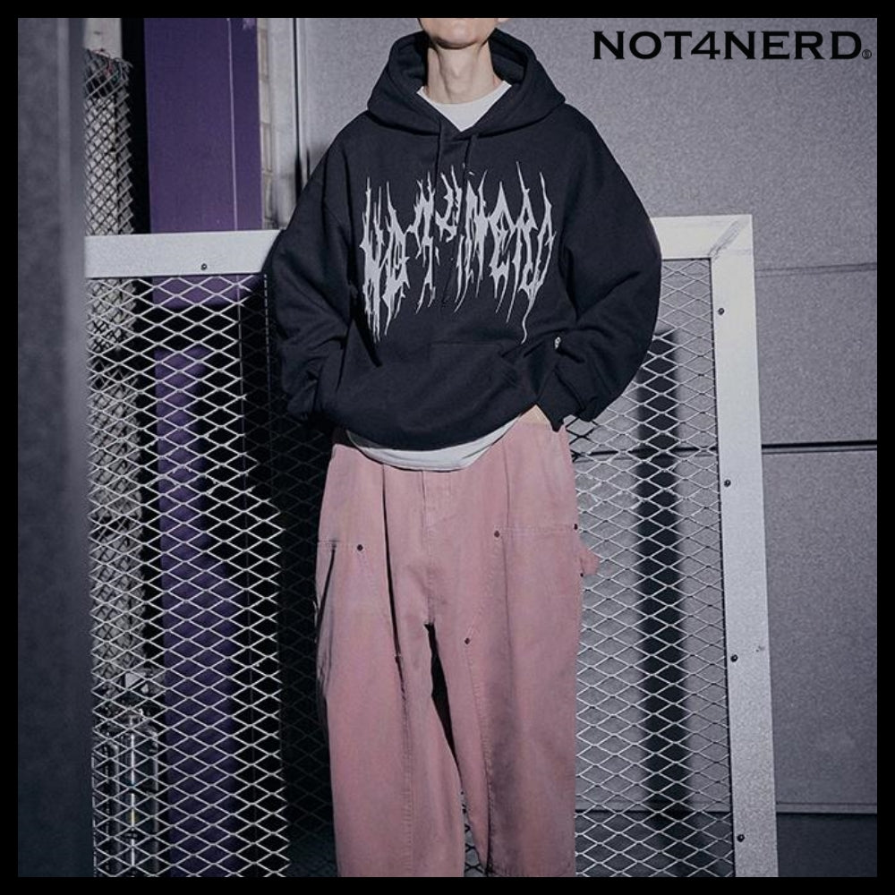 【NOT4NERD】ポインテッドロゴ プルオーバーフード ブラック