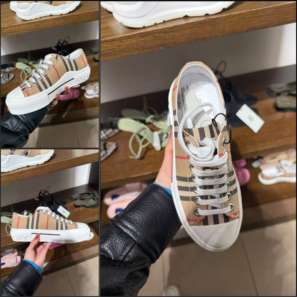 【BURBERRY】JACK Icon Stripe Canvas Low-Top Sneakers