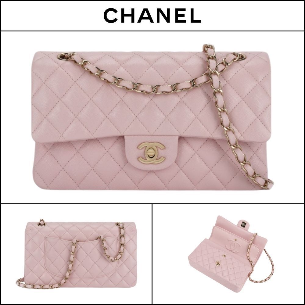 【CHANEL】Medium Classic Handbag Grained Shiny Calfskin