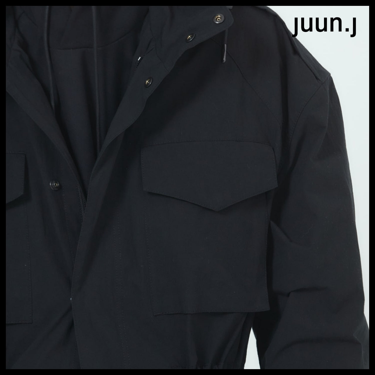 【JUUN.J】Nylon Cotton Waist String M-65 Field Jacket Black