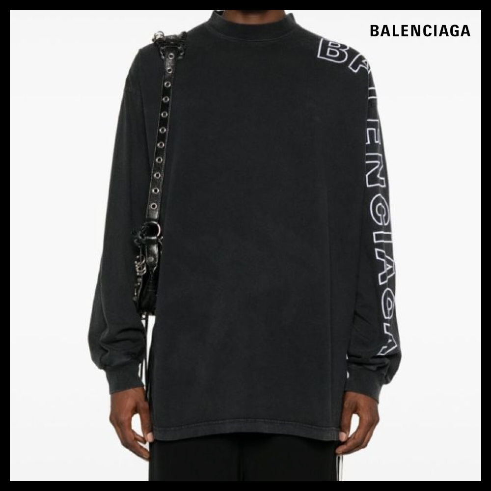 【BALENCIAGA】Outline Long Sleeve T-Shirt Oversized Black