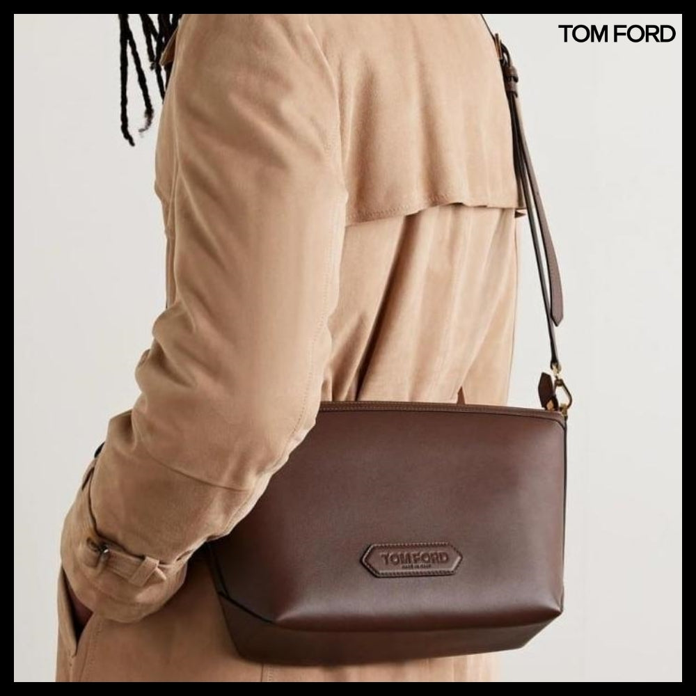 【TOM FORD】TRAPEZOID POUCH MESSENGER BROWN