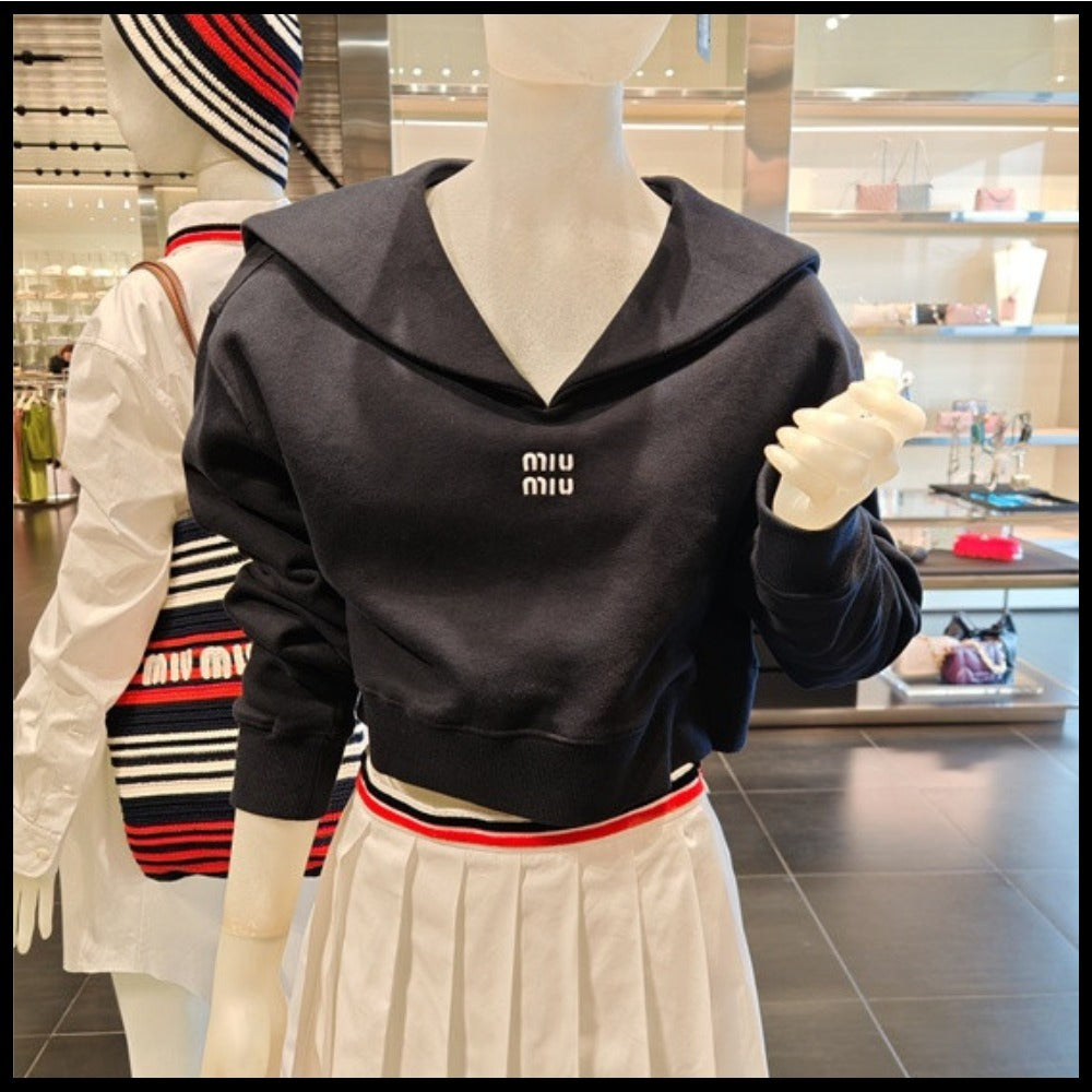【MiuMiu】刺繍ロゴ セーラーカラー フェルパジャージー