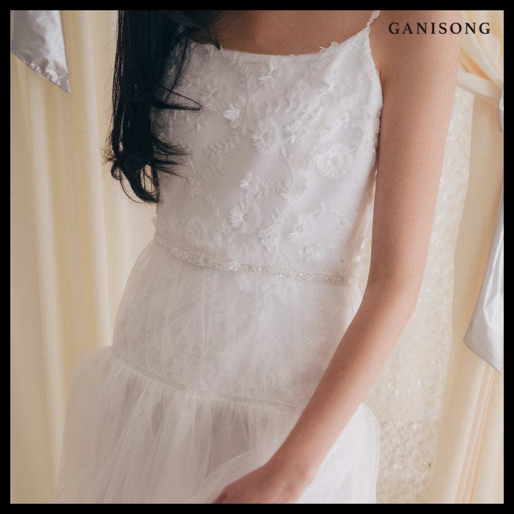 【GANISONG】Bridal Low Low Dress White