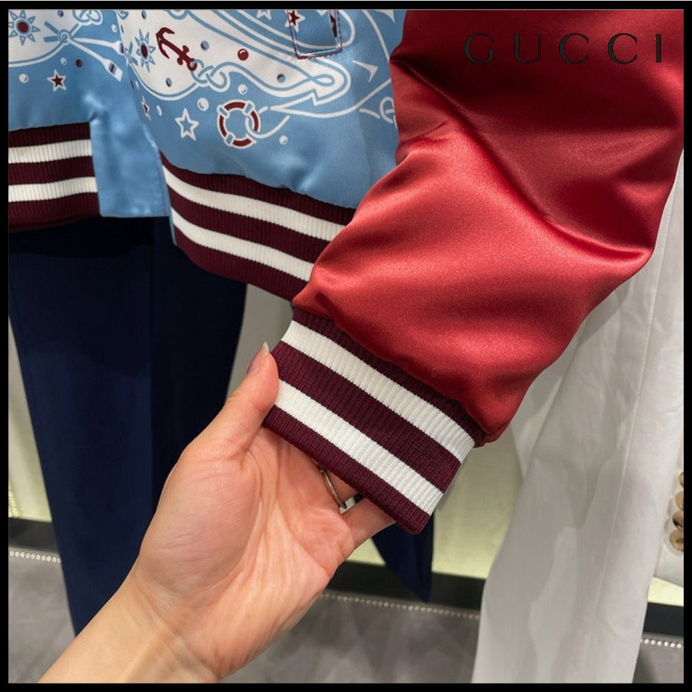 【GUCCI】Sailor Bandana Print Bomber Jacket White Multi