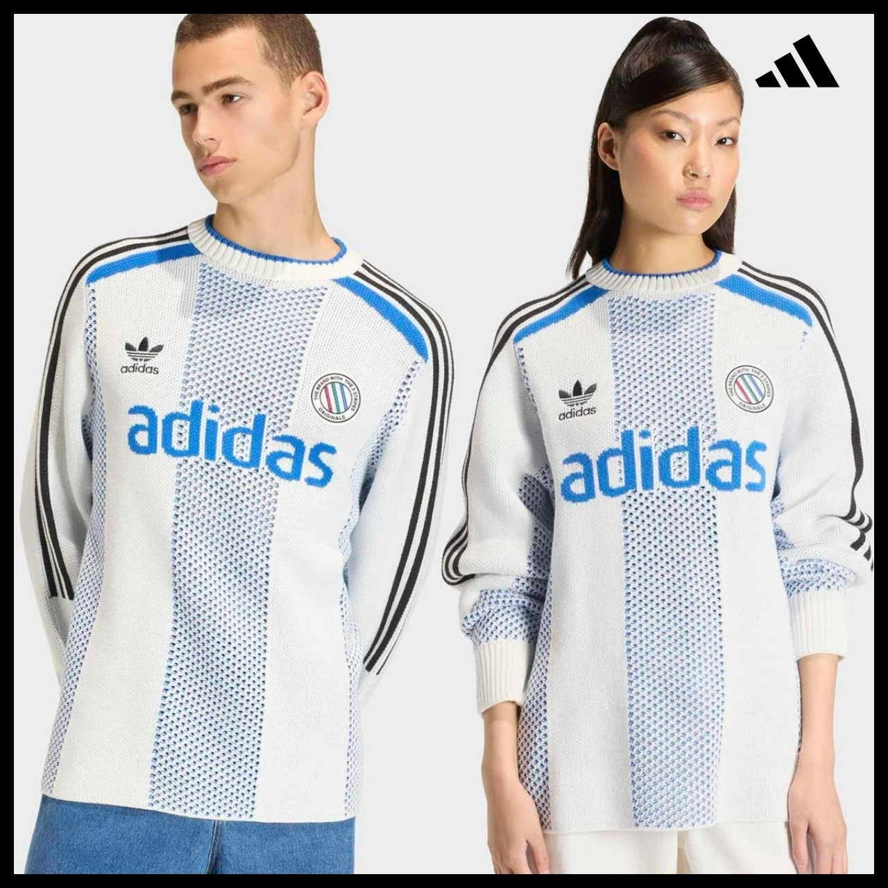 【ADIDAS】Block Core White Lightweight Long Sleeve Knit