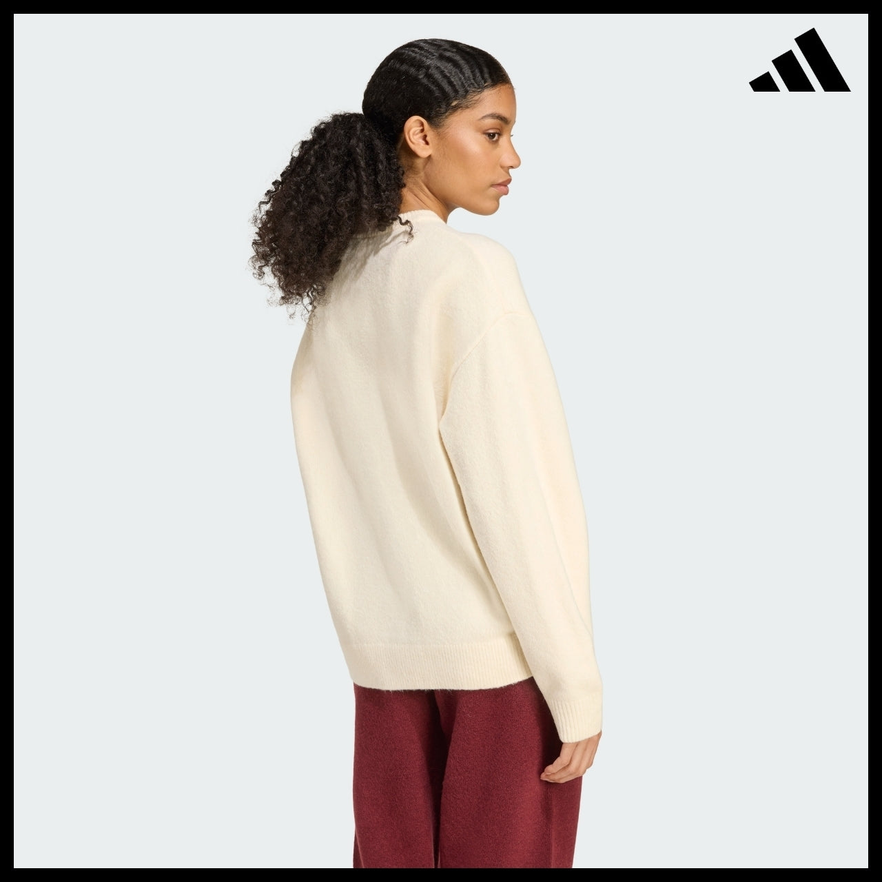 【ADIDAS】Knit Wonder White Sweater Crewneck Knit