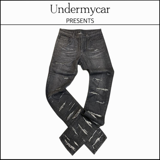 【Undermycar】Ecdysis Destroyed Wax Coating Jeans with Konic