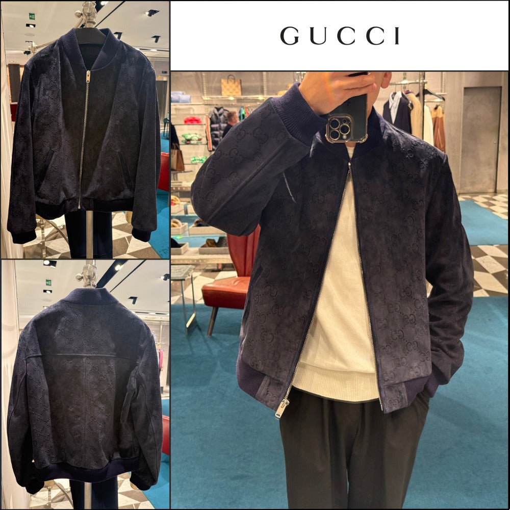 【GUCCI】GG Viscose Suede Bomber Jacket Royale