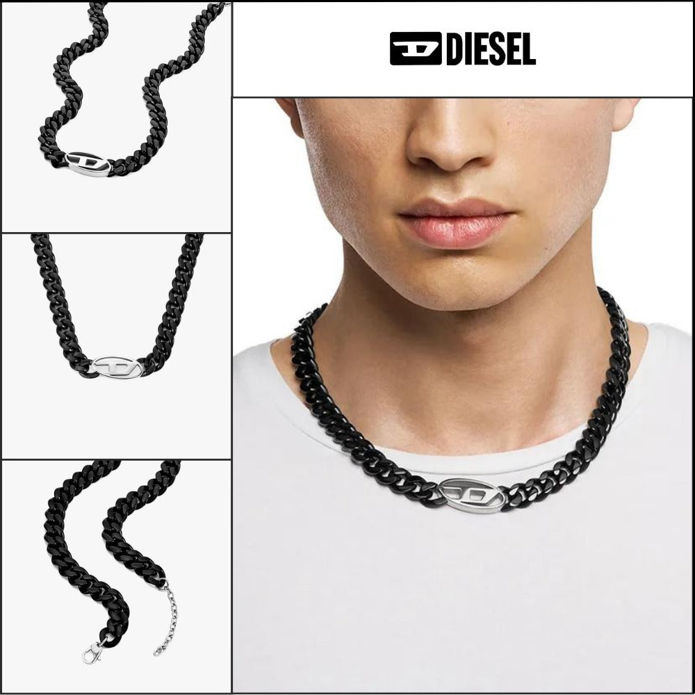【DIESEL】Oval D Logo Chain Necklace