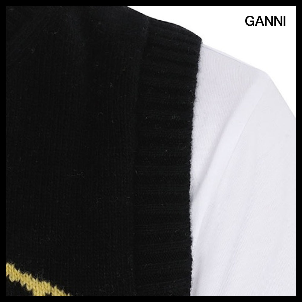 【Ganni】Graphic Logo Knit Vest Black